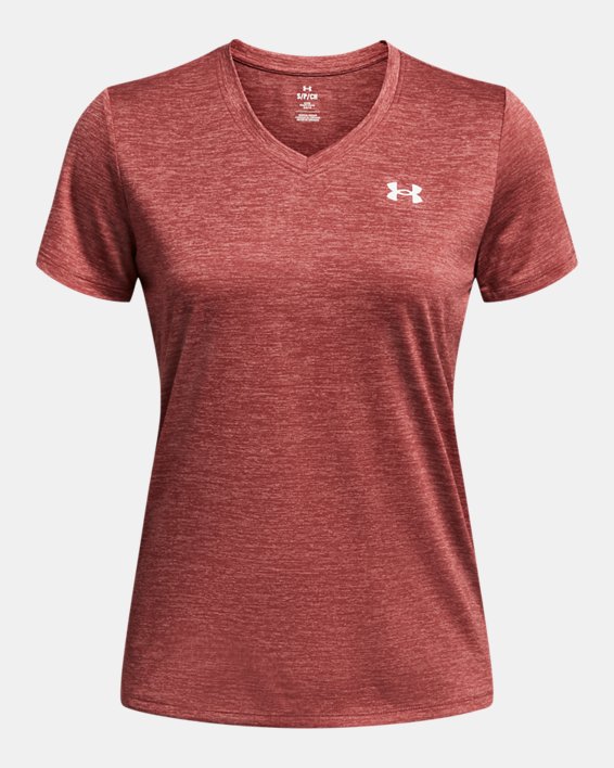 เสื้อคอวีแขนสั้น UA Tech™ Twist สำหรับผู้หญิง in Red image number 2